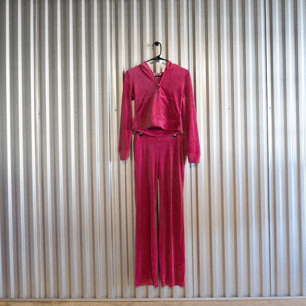 Juicy Couture hot pink velour tracksuit set (XS)